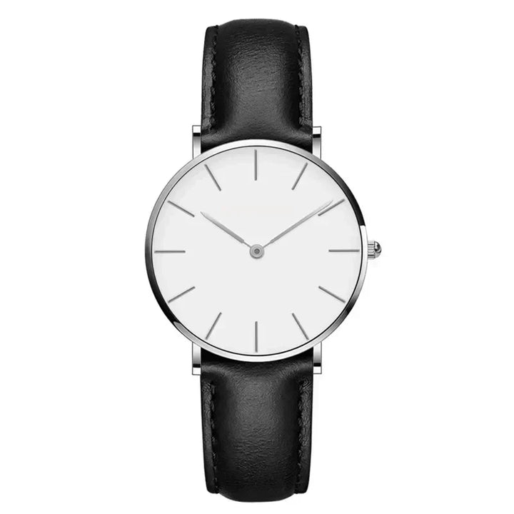 Drune | Runde Zeitlose Minimalistische Uhr Mit Lederarmband Für Frauen