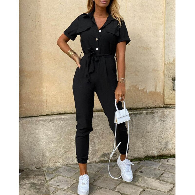 Drune Fabiola Bodysuit - Jumpsuit, mit Gürtel, Knöpfen