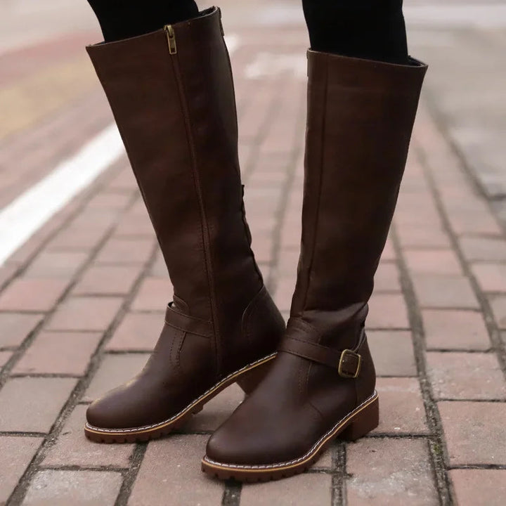 Drune | High-Top Biker Stiefel für Frauen – Edgy Stil mit Chunky Absatz