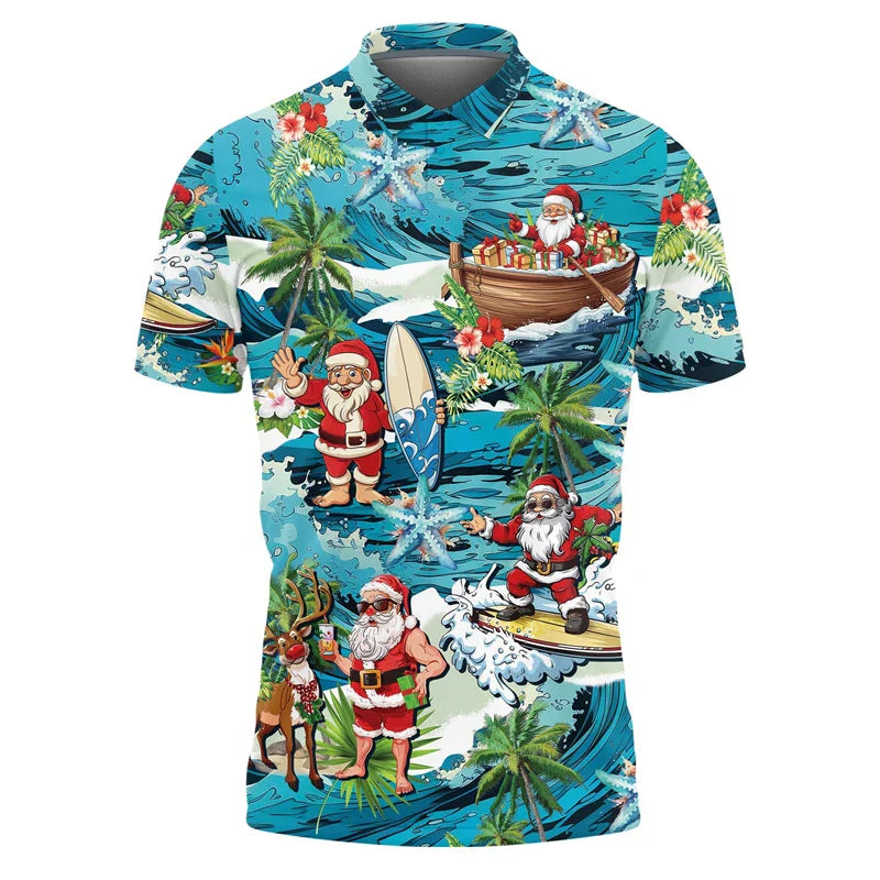 Drune | Santa Claus Polo Shirt - Stylisches Herrenpoloshirt mit festlichem Design und bequemem Schnitt