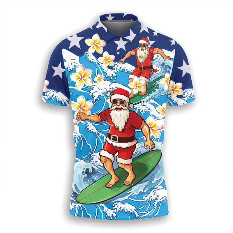Drune | Santa Claus Polo Shirt - Stylisches Herrenpoloshirt mit festlichem Design und bequemem Schnitt