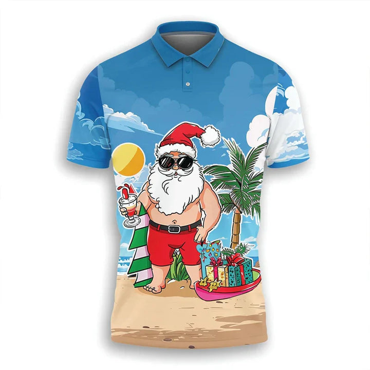 Drune | Santa Claus Polo Shirt - Stylisches Herrenpoloshirt mit festlichem Design und bequemem Schnitt