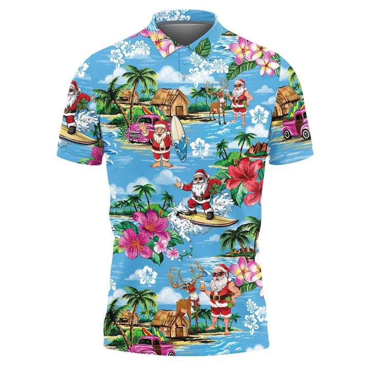 Drune | Santa Claus Polo Shirt - Stylisches Herrenpoloshirt mit festlichem Design und bequemem Schnitt