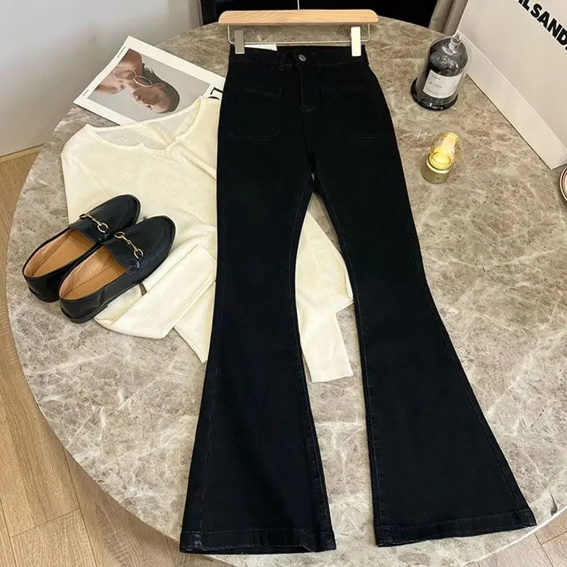 Drune | Hochtaillierte Damen Jeans mit Weitem Bein