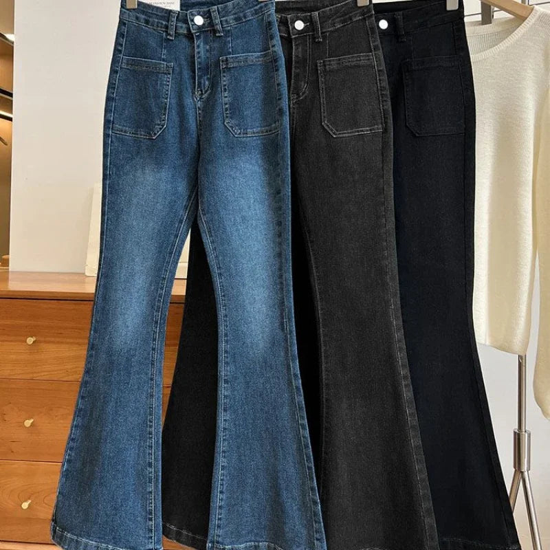 Drune | Hochtaillierte Damen Jeans mit Weitem Bein
