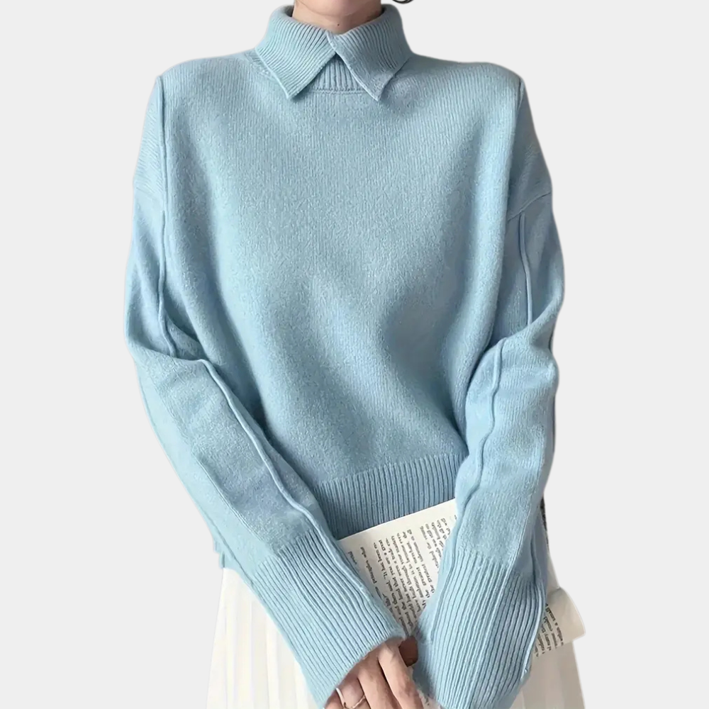 Drune | Hochwertiger Damen Strickpullover aus – Zeitloses Design in Aprikose, Himmelblau und Weiß