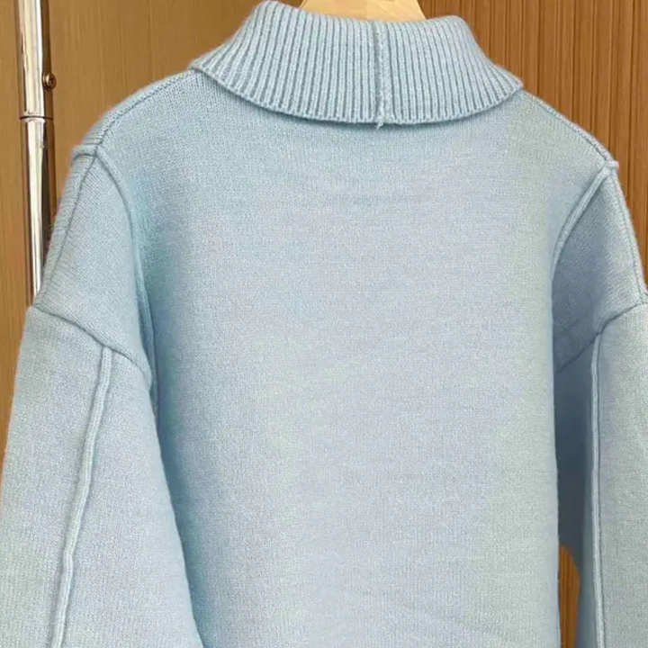 Drune | Damen Strickpullover aus  – Zeitloses Design in Aprikose, Himmelblau und Weiß