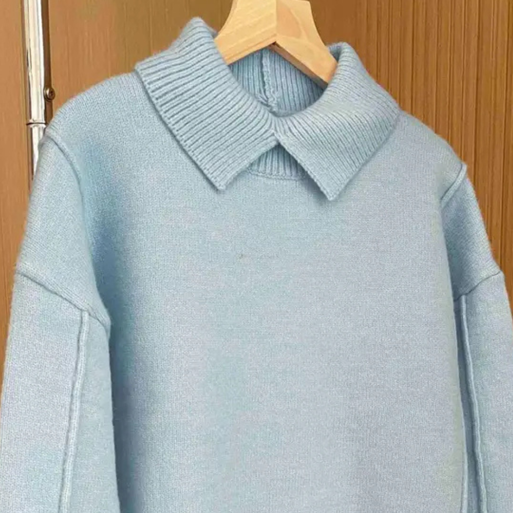 Drune | Hochwertiger Damen Strickpullover aus – Zeitloses Design in Aprikose, Himmelblau und Weiß