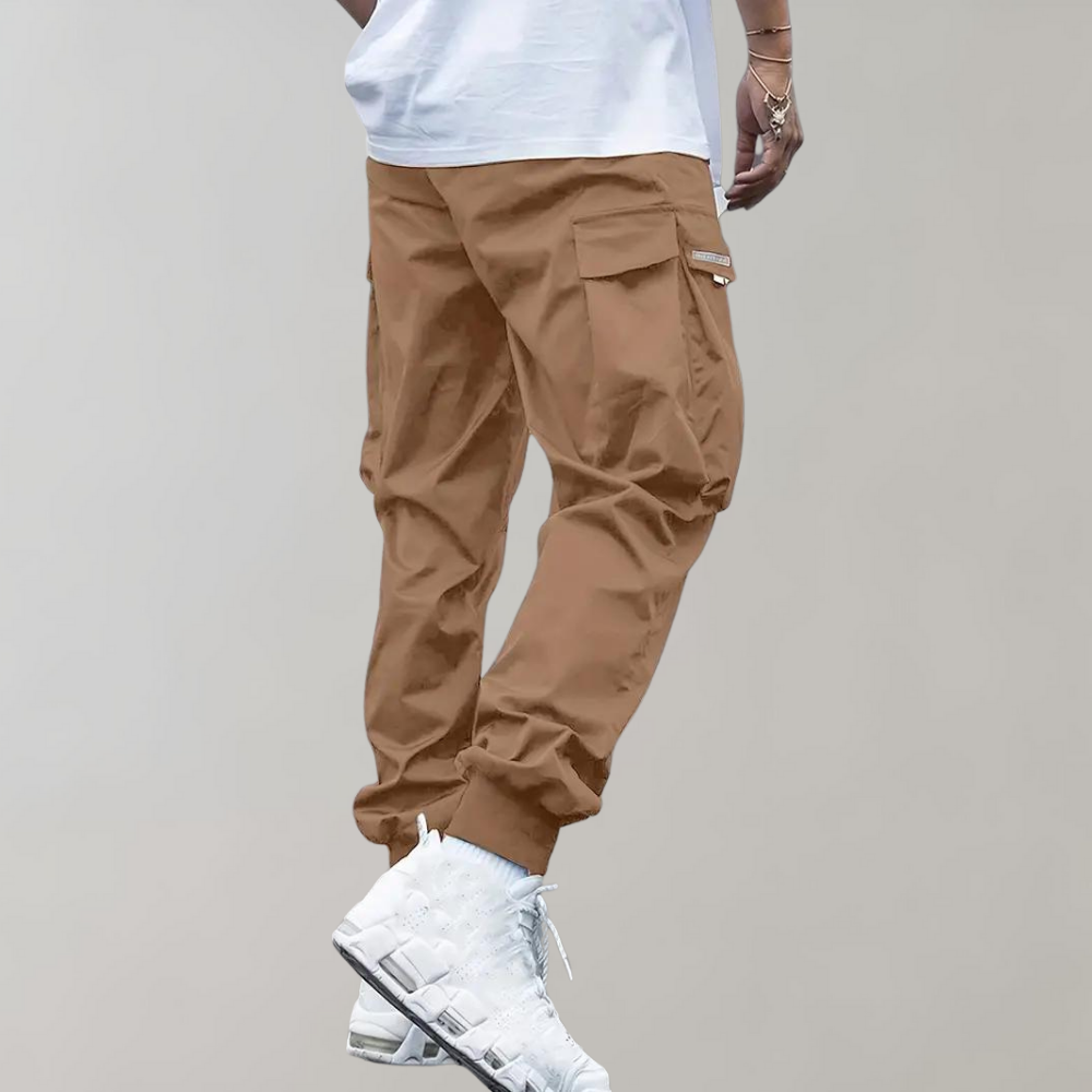 Drune | Lose Sitzende Cargohose mit Verstellbarem Kordelzug und Mehreren Taschen