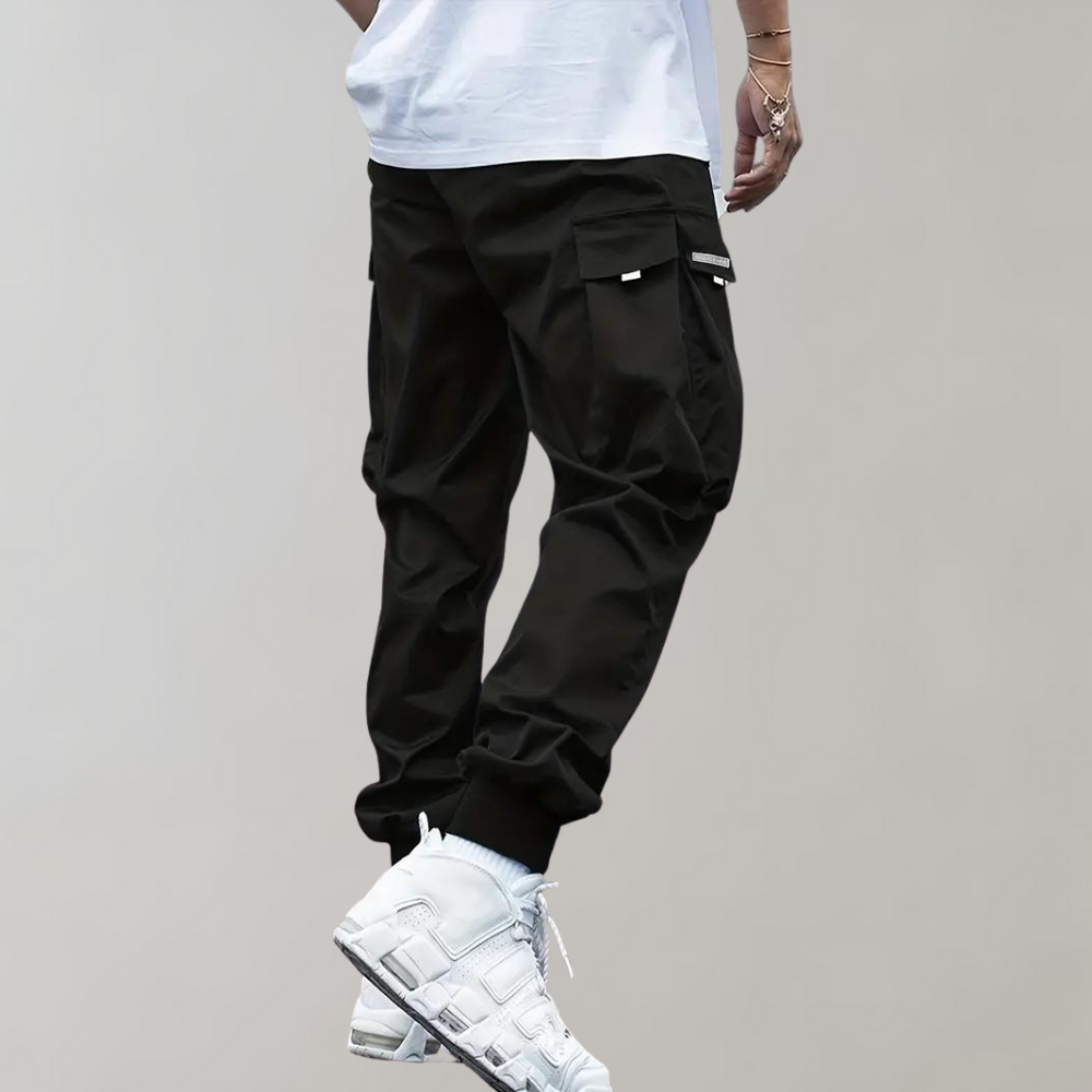 Drune | Lose Sitzende Cargohose mit Verstellbarem Kordelzug und Mehreren Taschen