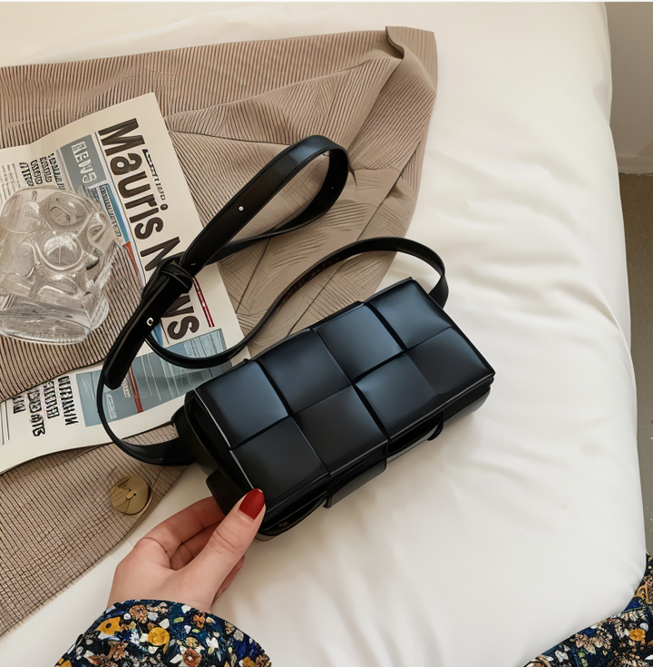 Drune - Geblockte Umhängetasche Vegan Leder Damen | Geflochtene Tasche Frauen
