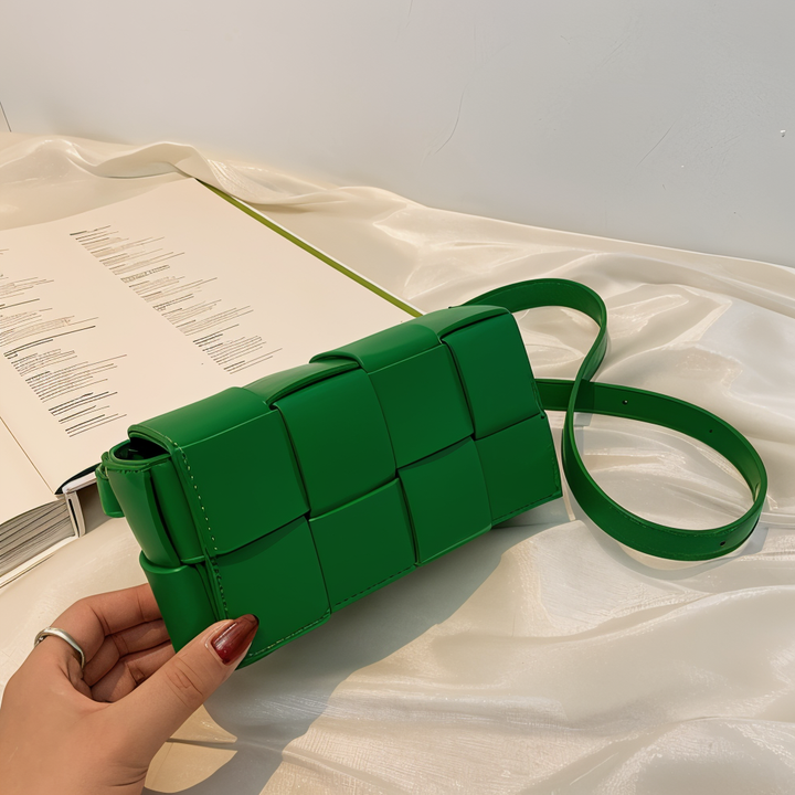 Drune - Geblockte Umhängetasche Vegan Leder Damen | Geflochtene Tasche Frauen