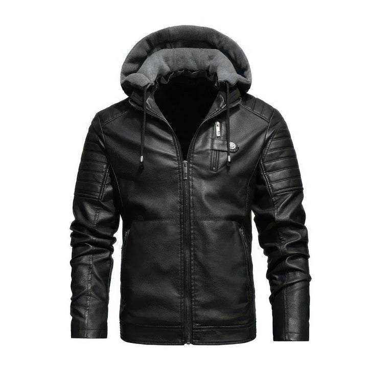 Drune | Hochwertiger Herren-Wintermantel aus Leder mit Kapuze
