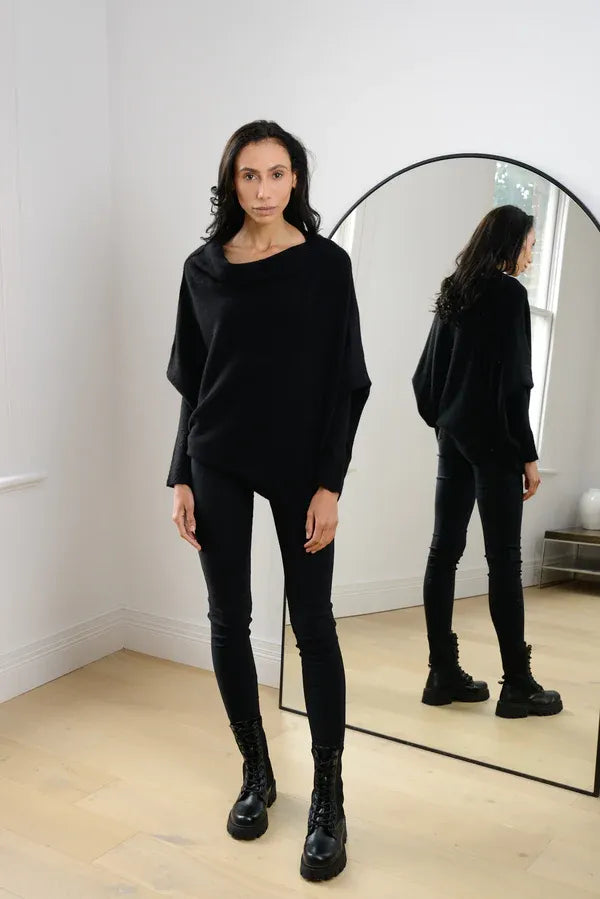 Drune | Asymmetrischer Damenpullover mit eleganter Drapierung