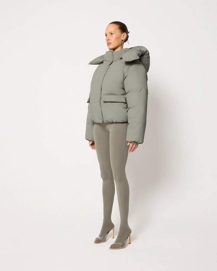 Drune | Jacke Damen Hoher Kragen Kapuzen Reißverschluss Design Baumwollgefütterte Jacke