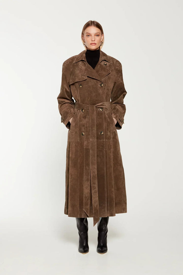 Drune | Eleganter Wildleder Trench Coat