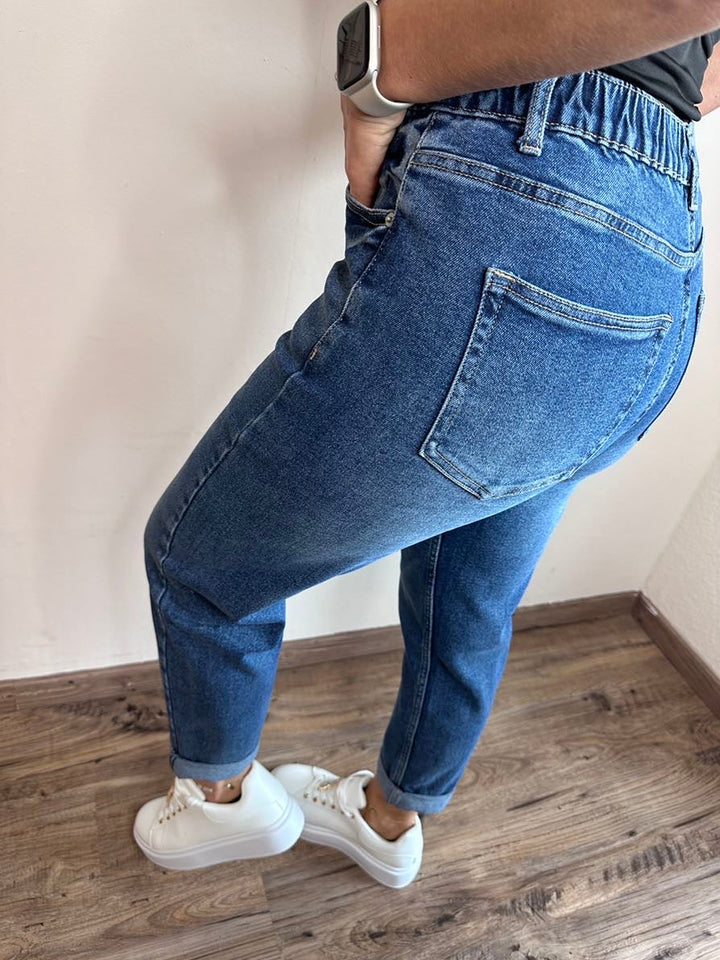 Drune Jeans mit elastischem Bund dunkelblau