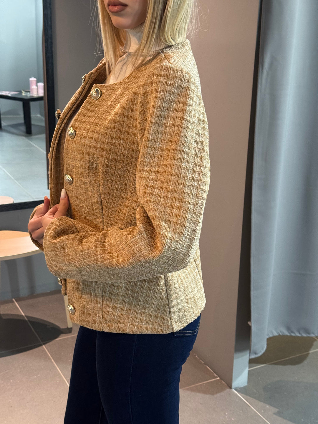 Drune | Klassische Tweedjacke mit Perlenknöpfen Elegant und Zeitlos