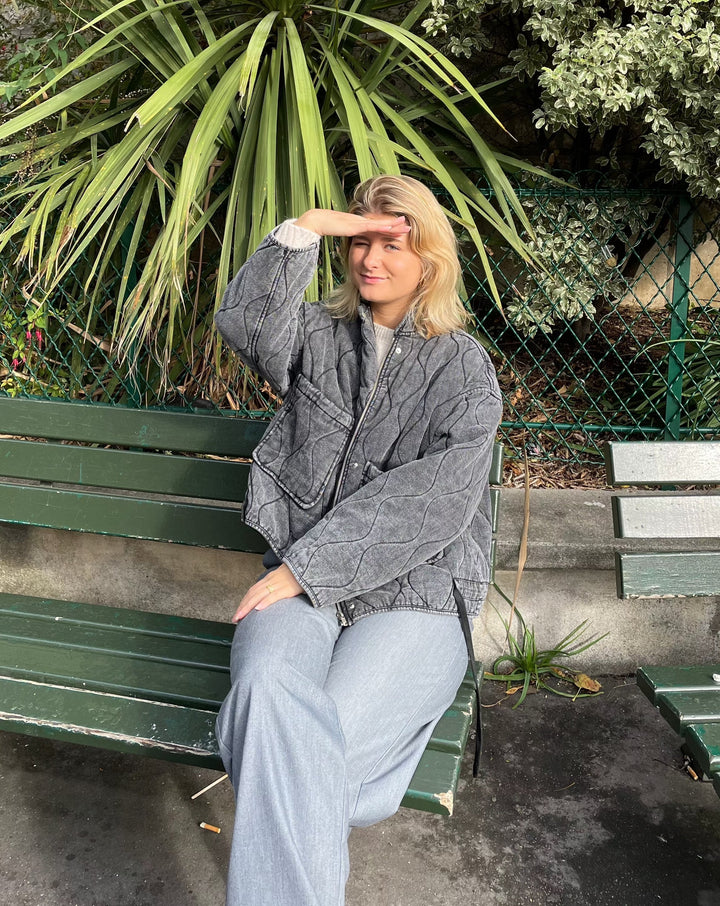 Drune | Must-Have Graue Jacke mit Großen Taschen