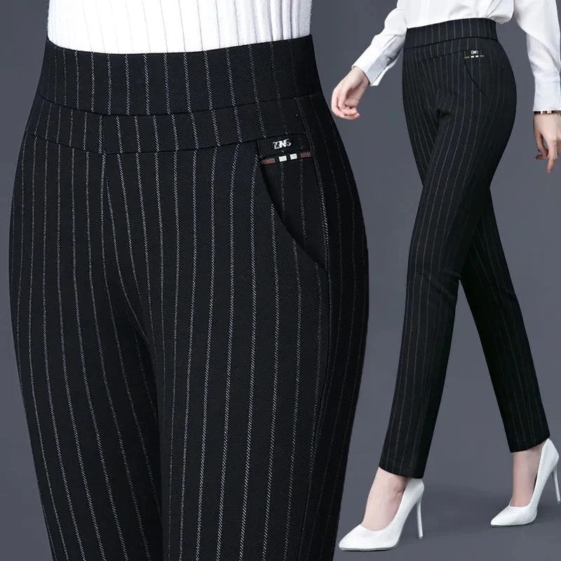 Drune Casual Hose | Elegante Damen-Hose mit hohem Bund und Streifen