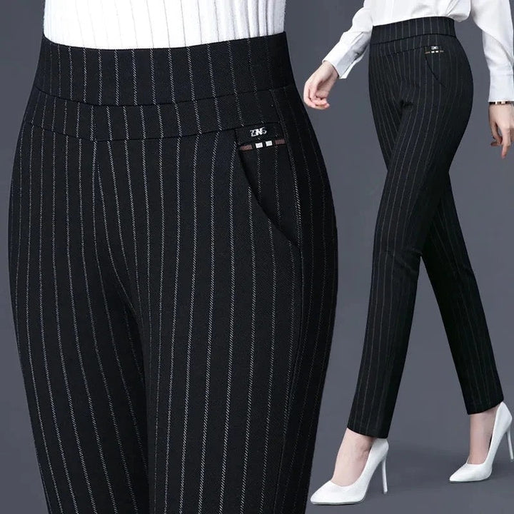 Drune Casual Hose | Elegante Damen-Hose mit hohem Bund und Streifen