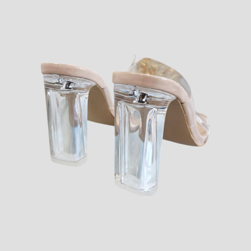 Drune | Nude Klare Absatz Riemen Sandalen für Frauen