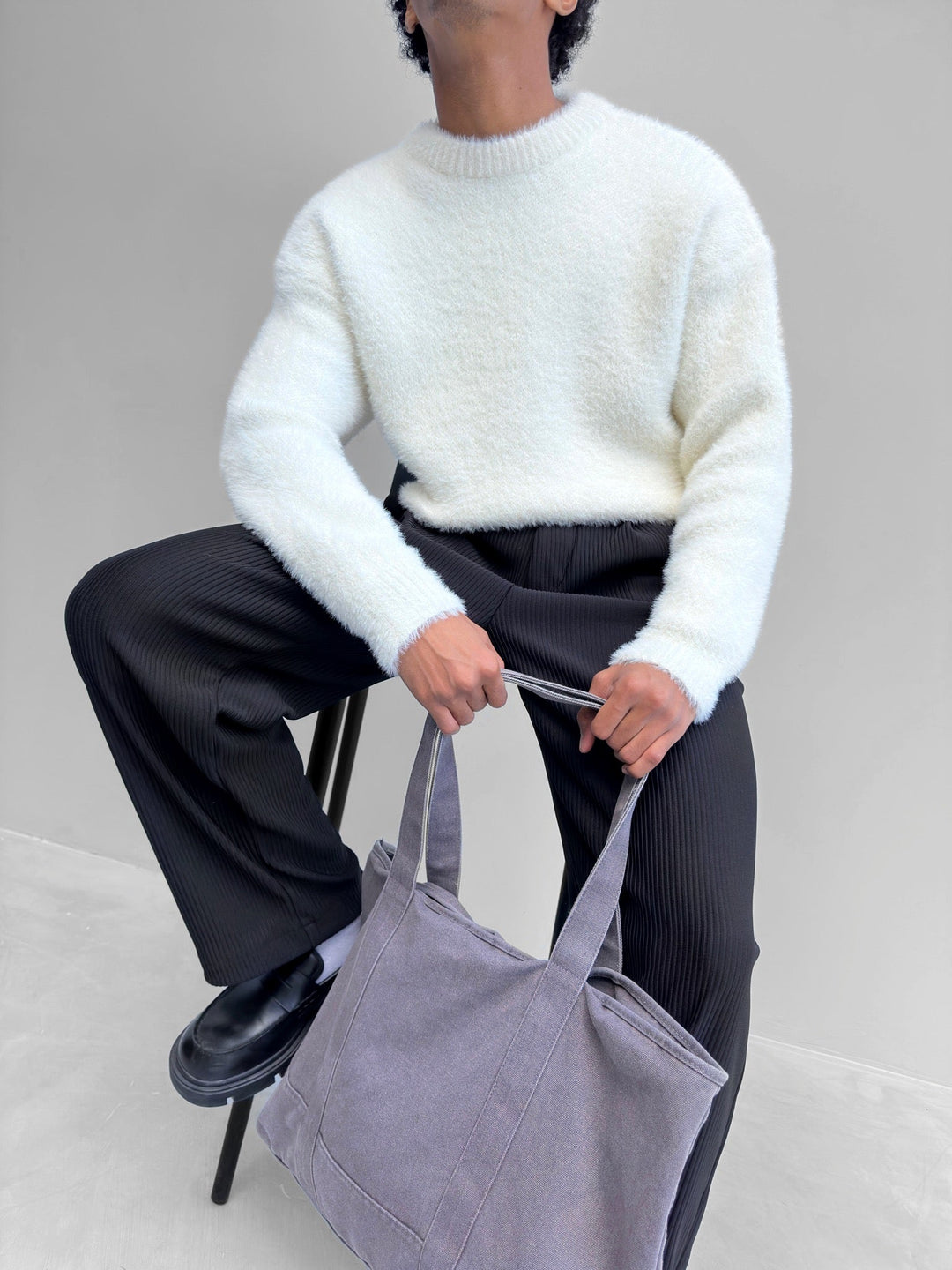 Drune | Wardrobe Luxus Flauschiger Strickpullover in Ecru