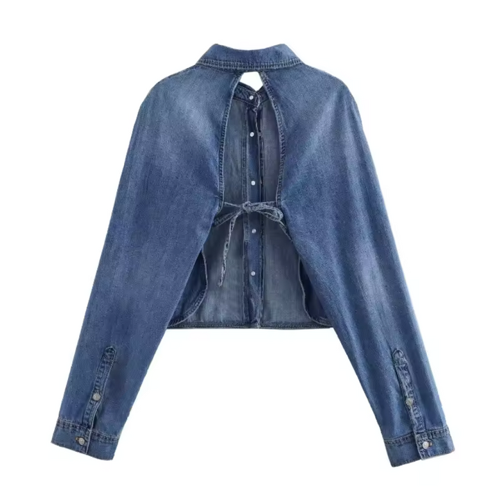 Drune | Damen Rückenfreier Lange Ärmel Jacke Stylisches Design