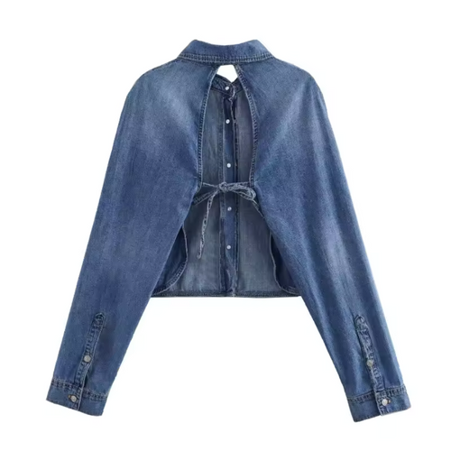 Drune | Damen Rückenfreier Lange Ärmel Jacke Stylisches Design