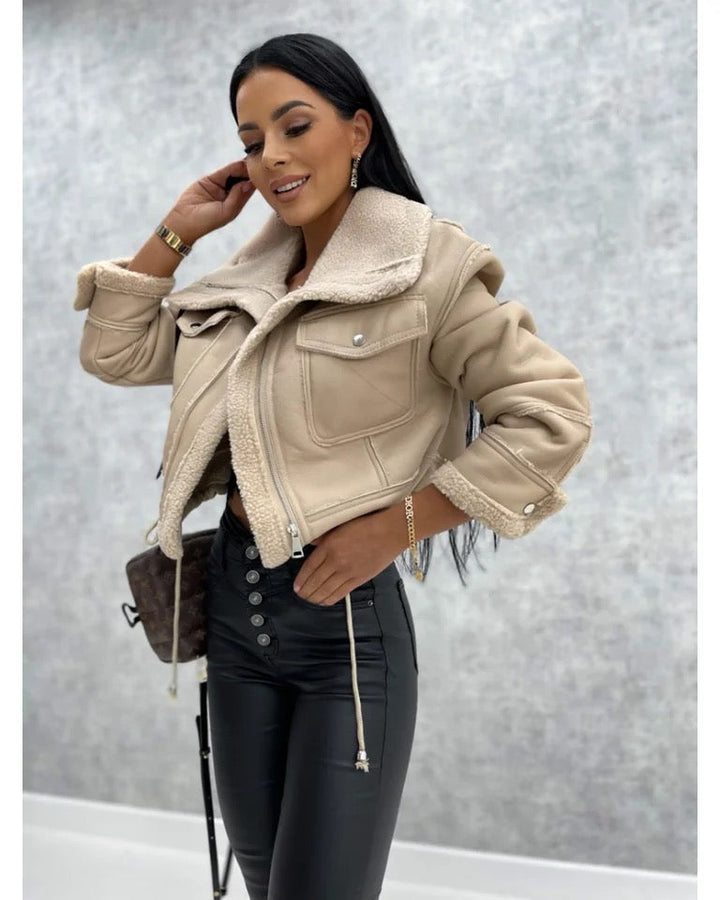 Drune |  Biker Lederjacke mit Fell für Frauen - Perfekt für Drune |  Days