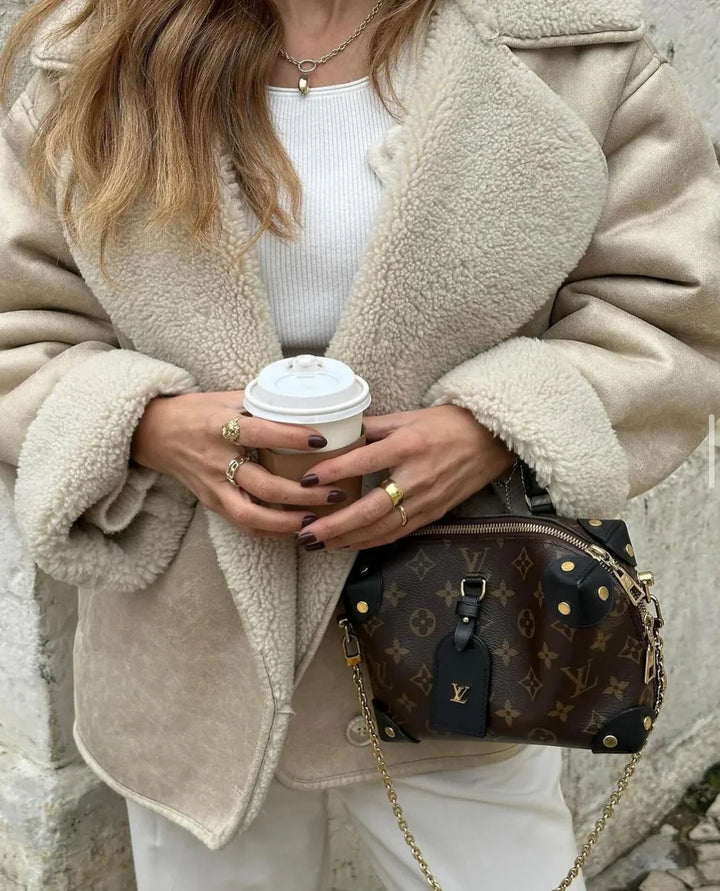 Drune | Stilvolle Jacke mit Kunstleder und Fleece Details