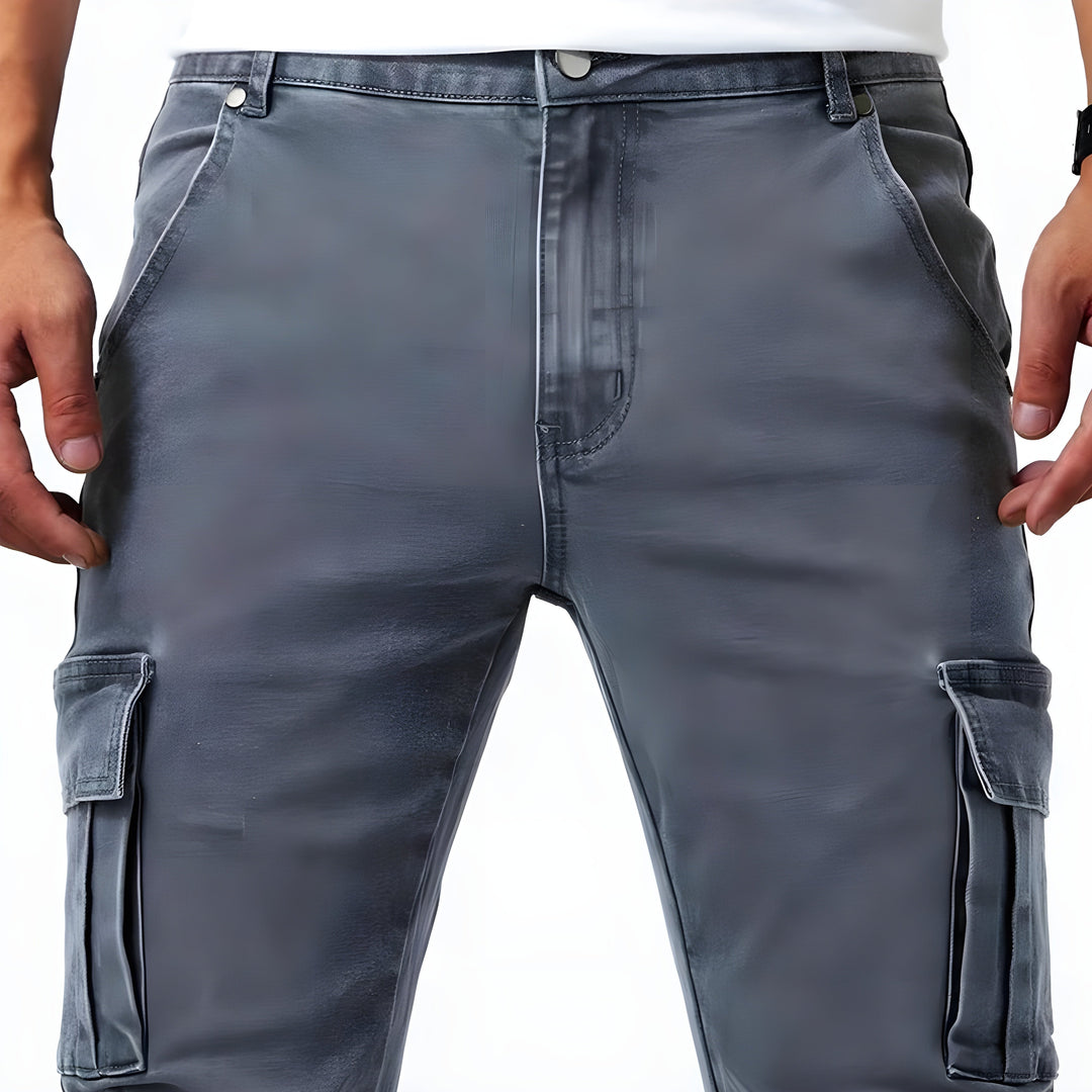 Drune | Denim Cargo-Hose mit elastischem Bund für Männer
