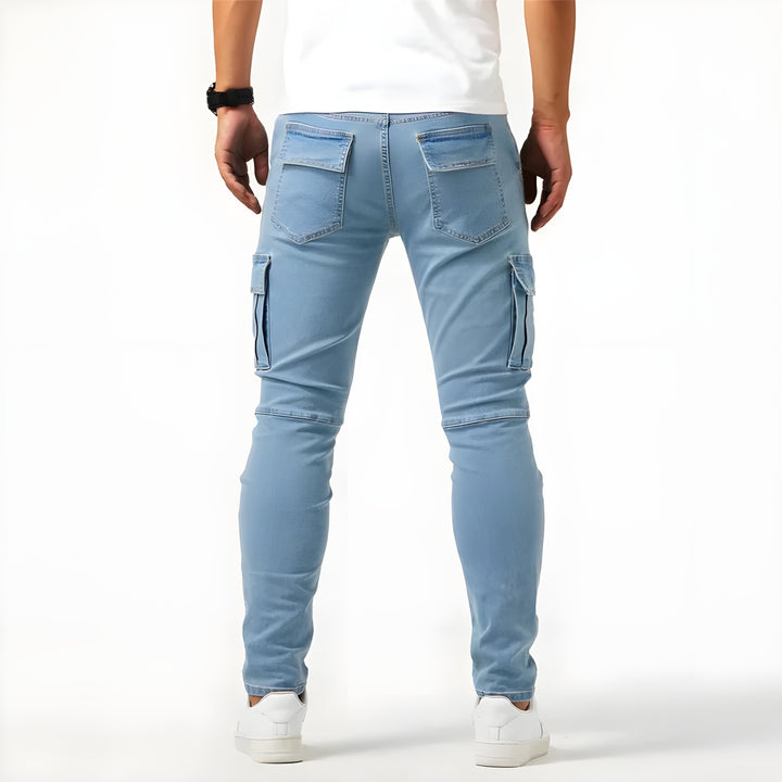 Drune | Denim Cargo-Hose mit elastischem Bund für Männer