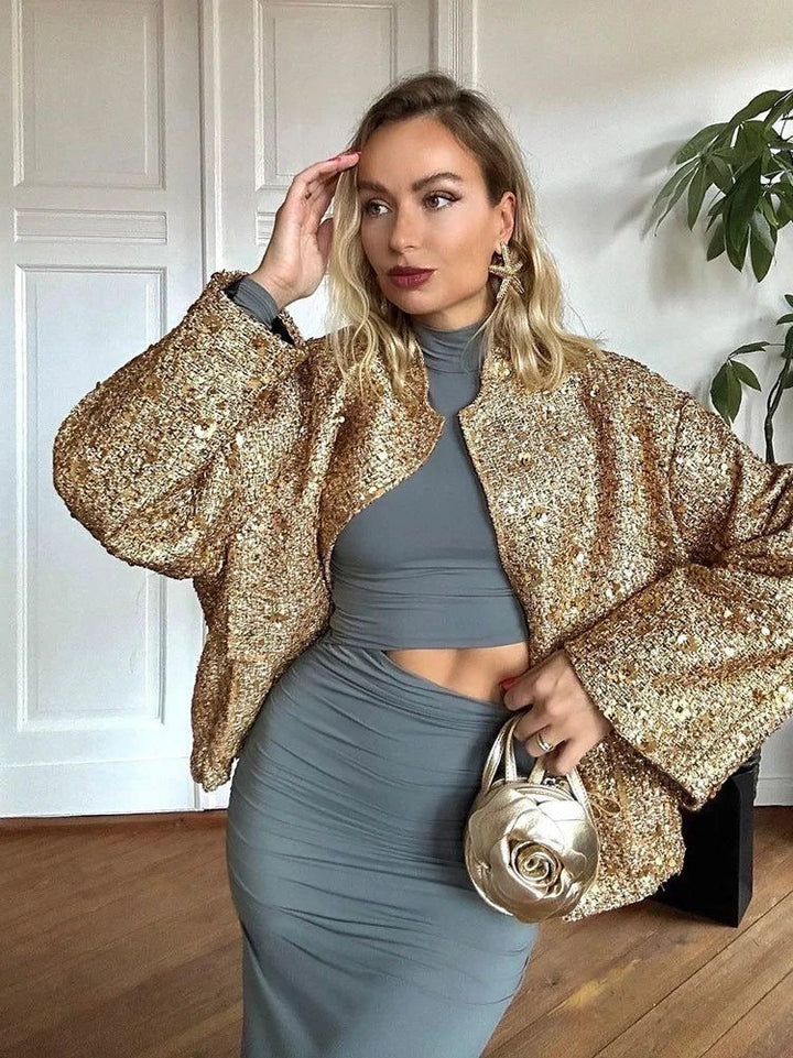 Drune | Paillettenjacke Glänzender Look Elegante Aussage