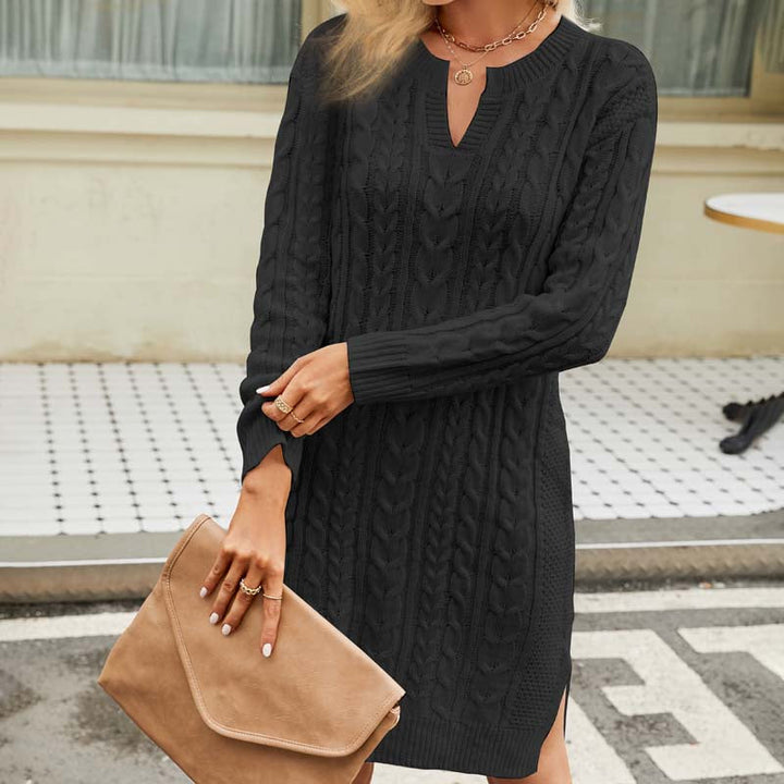 Drune Kleid | Lässiges Strickkleid mit Zopfmuster