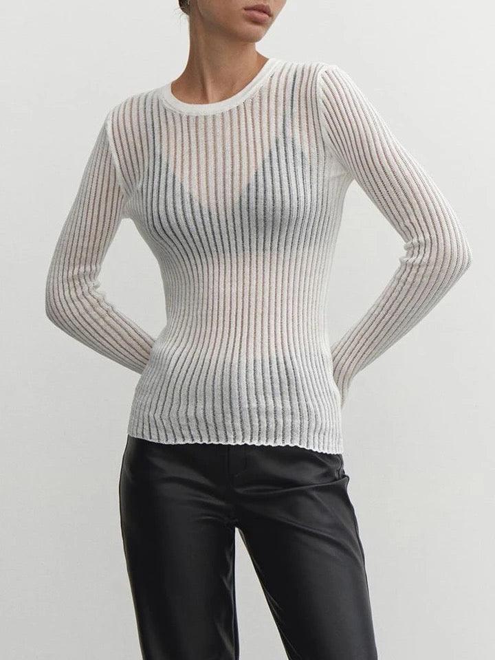 Drune - Elegantes gestreiftes durchsichtiges Top