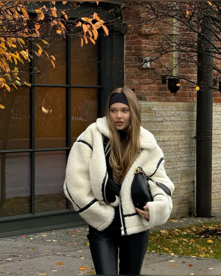Drune | Shearling-Jacke - Übergroßer Schnitt - Weiche Textur - Warme Fütterung - Reißverschlussöffnung
