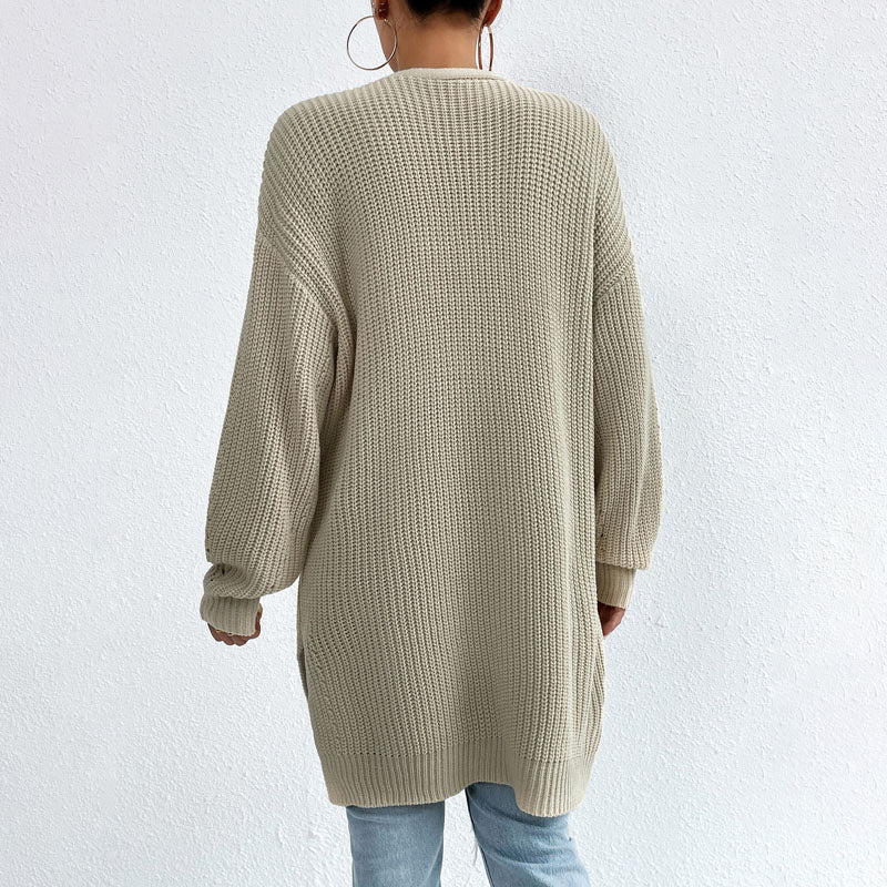 Drune | Einfarbige Elegante Strickjacke Mit Taschen