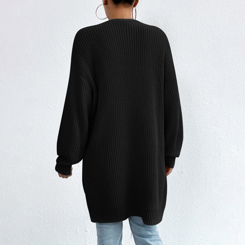 Drune | Einfarbige Elegante Strickjacke Mit Taschen