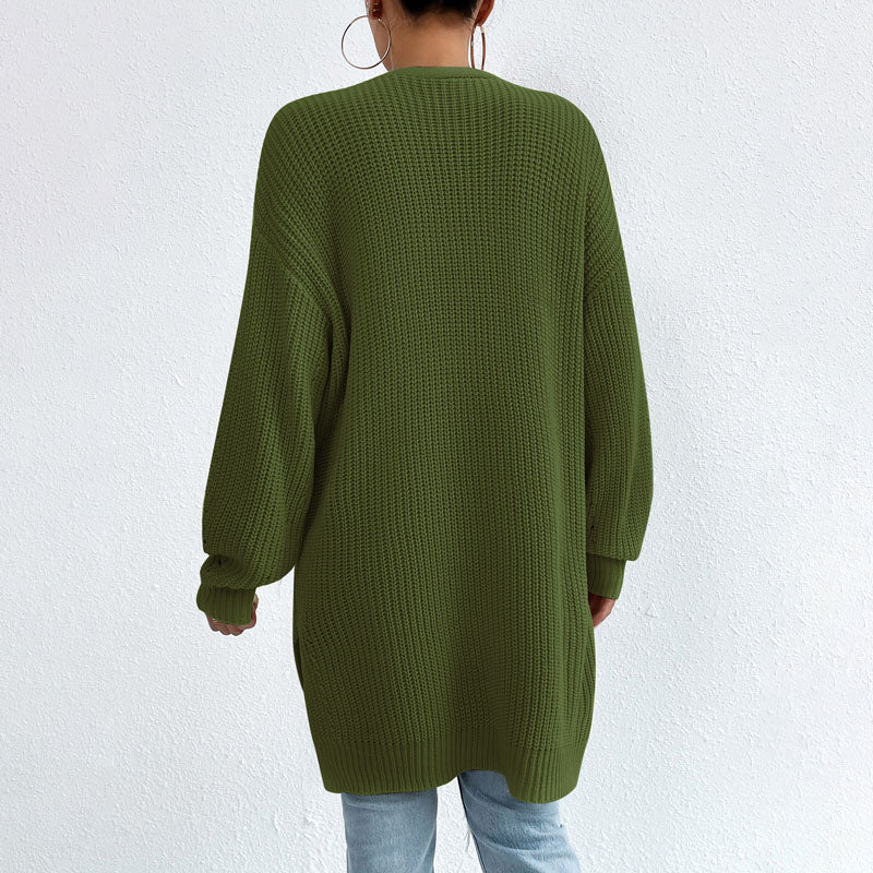 Drune | Einfarbige Elegante Strickjacke Mit Taschen