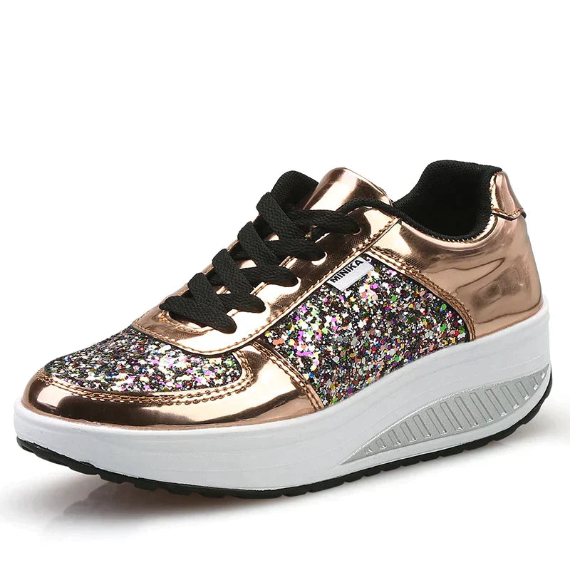 Drune - Rutschfeste Metallic Leder Glitzer Schuhe