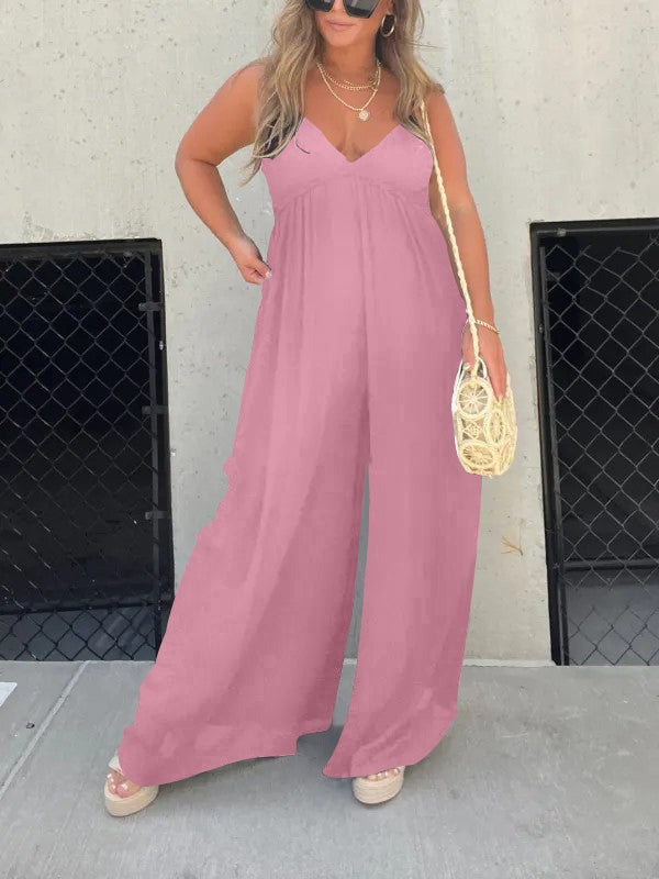 Drune | Jumpsuit mit V-Ausschnitt und Breiten Trägern