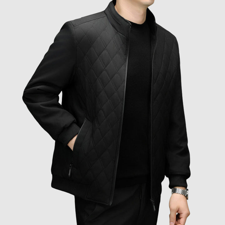 Drune | Herren Vollzip-Jacke - Gestepptes Brustdesign mit Stehkragen