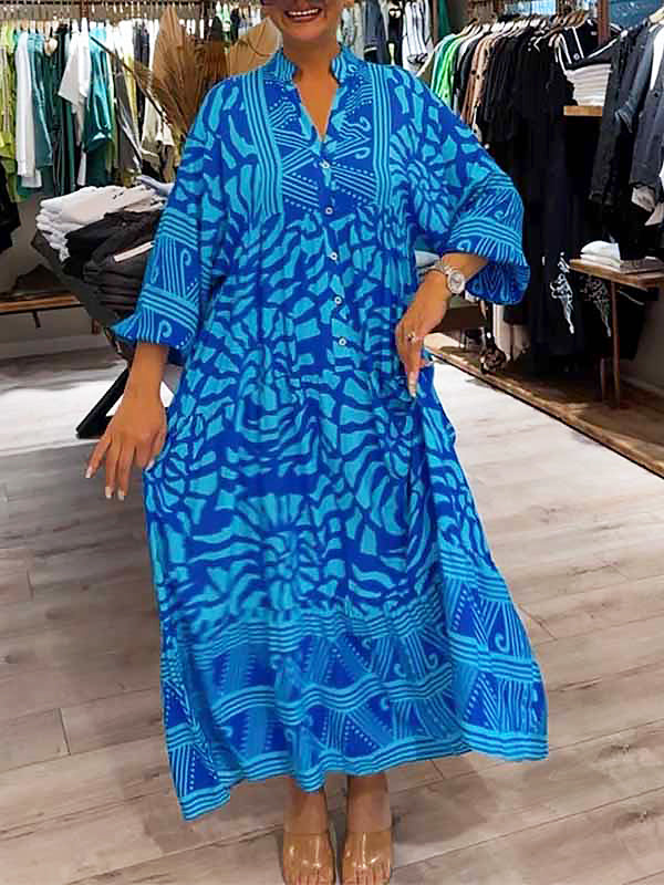Drune | Stilvolles Maxikleid Mit Wirbel Und Zickzackmuster Für Damen
