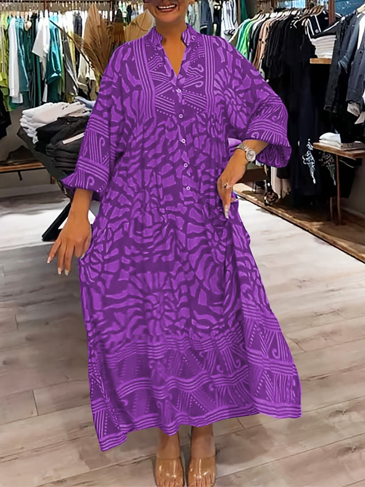 Drune | Stilvolles Maxikleid Mit Wirbel Und Zickzackmuster Für Damen