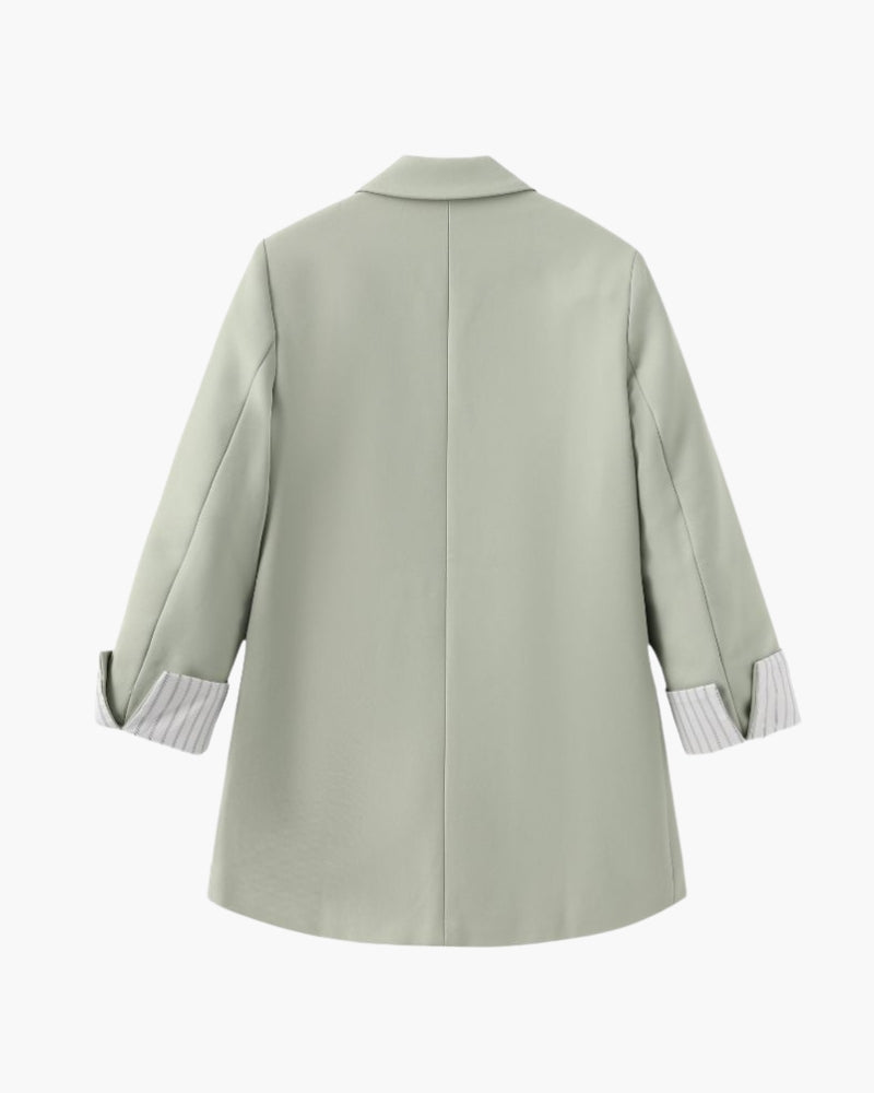 Drune | Olivfarbener Damen Sommerblazer mit Doppelkneifen