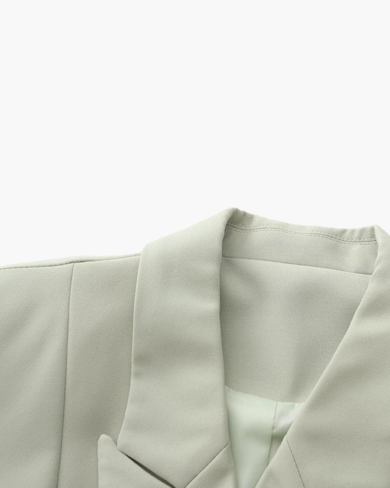 Drune | Olivfarbener Damen Sommerblazer mit Doppelkneifen