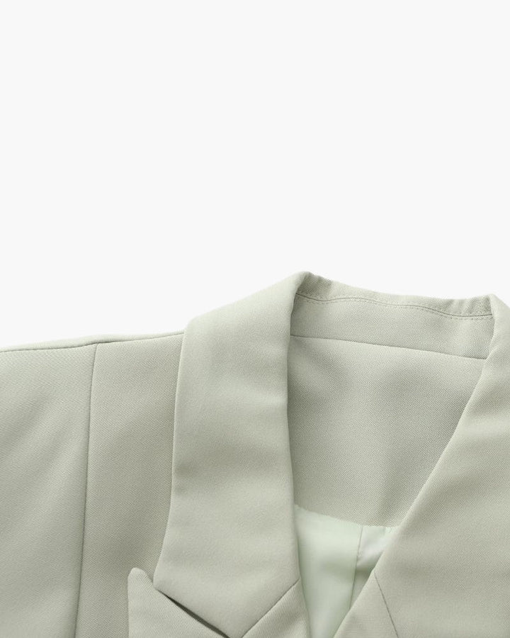 Drune | Olivfarbener Damen Sommerblazer mit Doppelkneifen