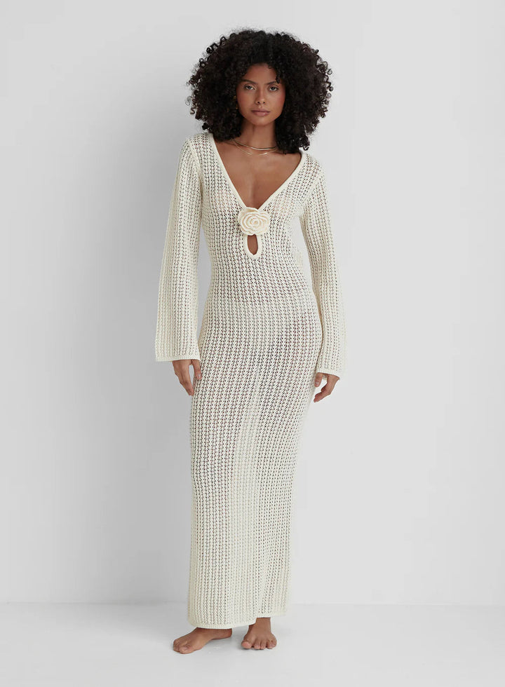 Drune | Rückenfreies Strickkleid Beige