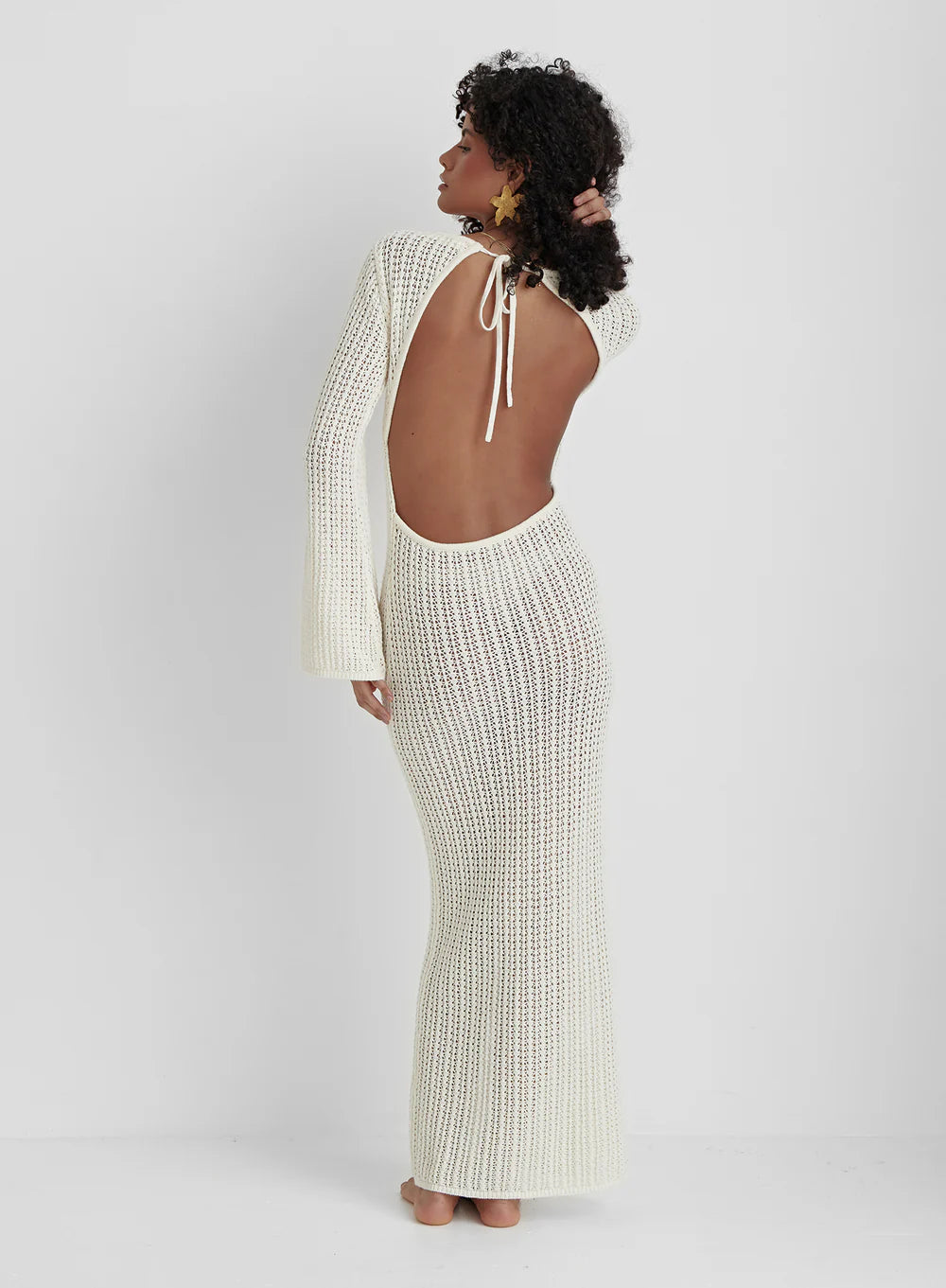 Drune | Rückenfreies Strickkleid Beige